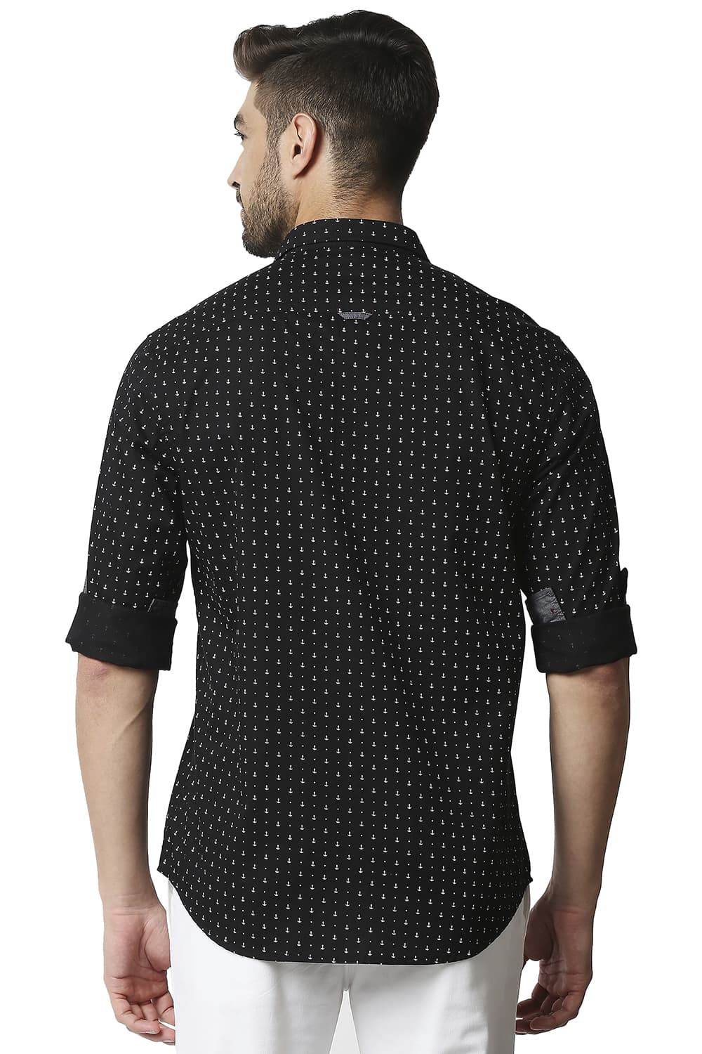 BASICS SLIM FIT TWILL PRINTED SHIRT