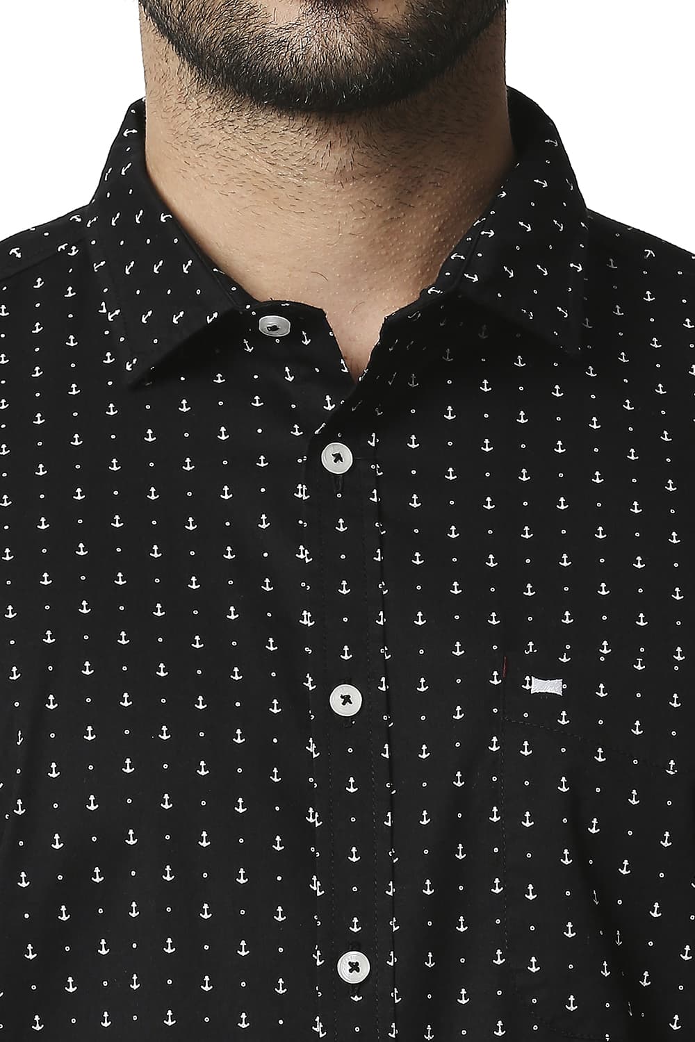 BASICS SLIM FIT TWILL PRINTED SHIRT