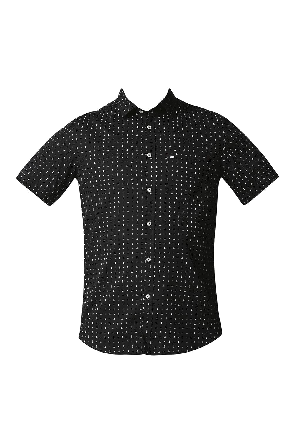 BASICS SLIM FIT TWILL PRINTED HALFSLEEVES SHIRT