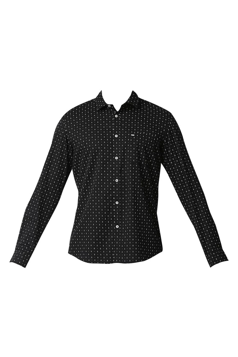 BASICS SLIM FIT TWILL PRINTED SHIRT