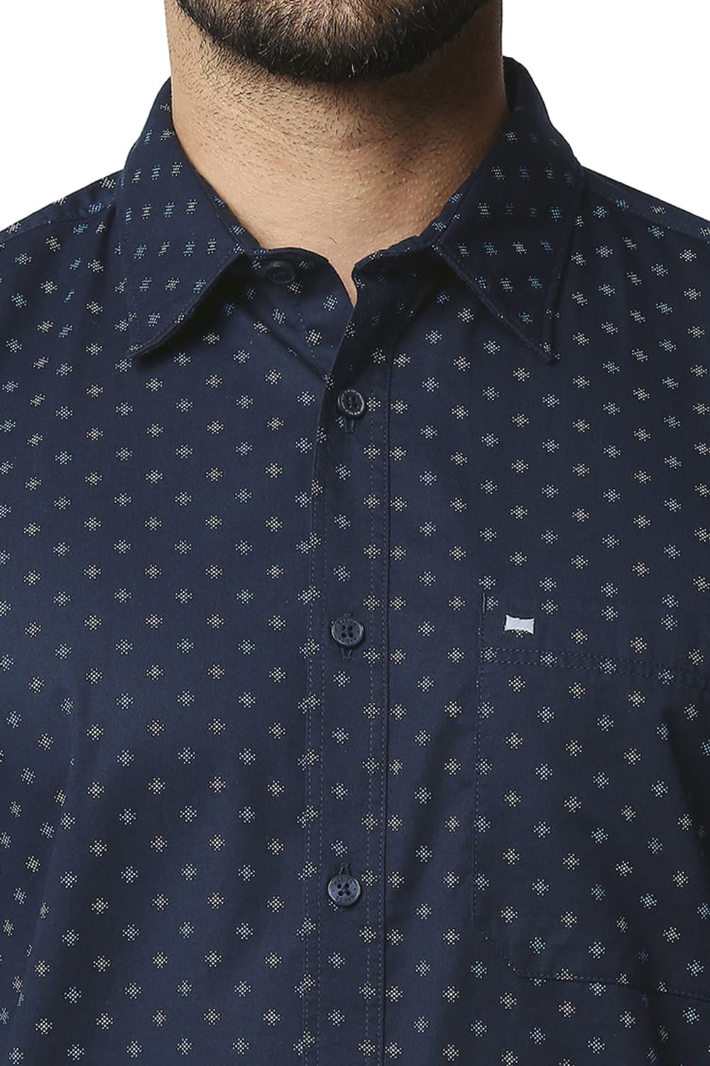 BASICS SLIM FIT TWILL PRINTED SHIRT