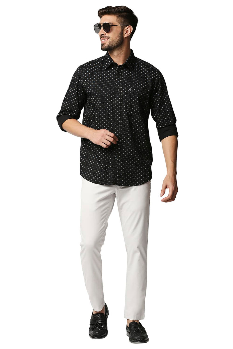 BASICS SLIM FIT TWILL PRINTED SHIRT