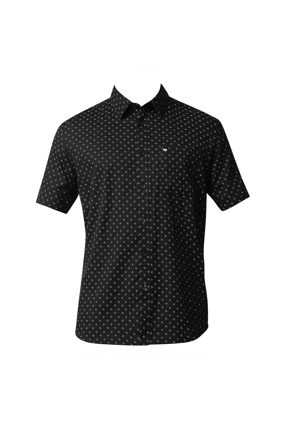 BASICS SLIM FIT TWILL PRINTED HALFSLEEVES SHIRT