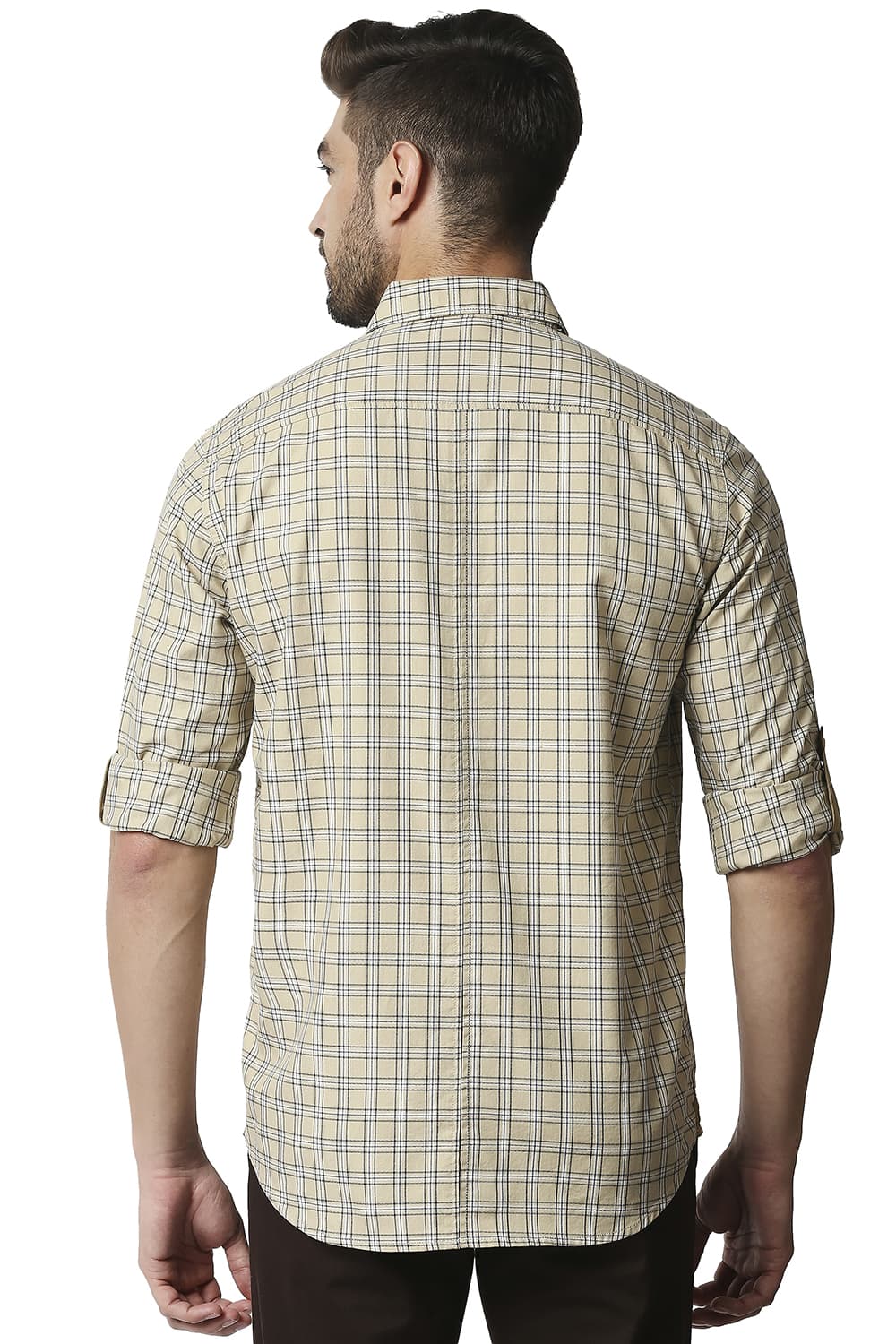 BASICS SLIM FIT TWILL CHECKS SHIRT SHIRT