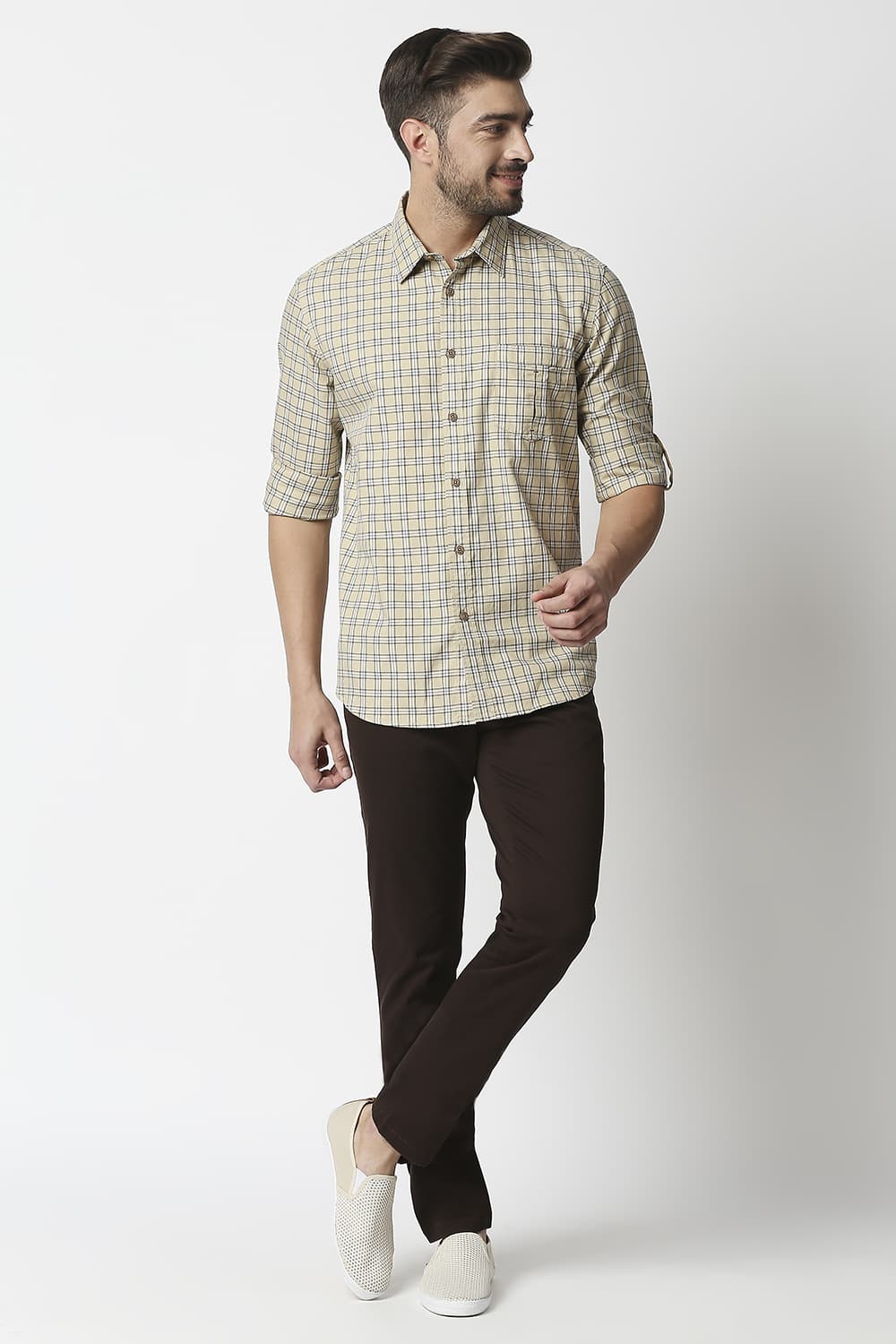 Slim Fit Twill Checks Shirt Shirt