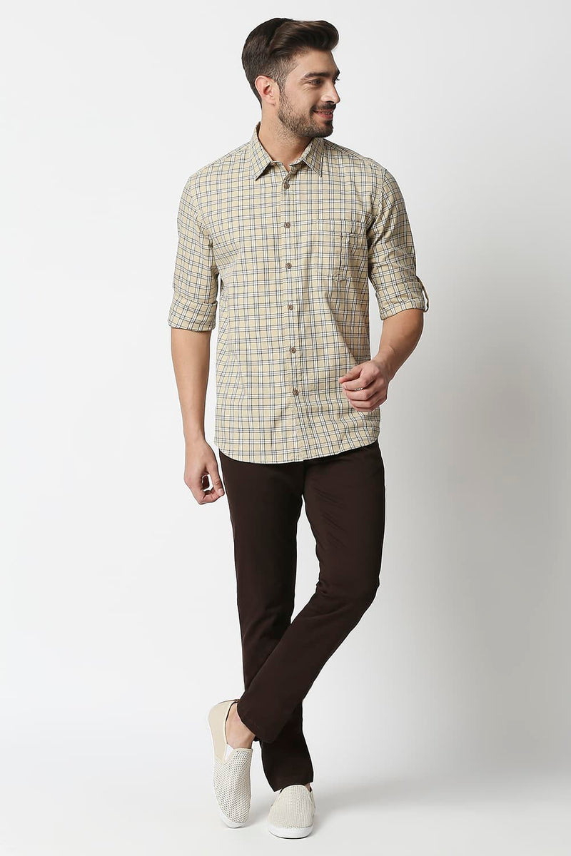 Slim Fit Twill Checks Shirt Shirt