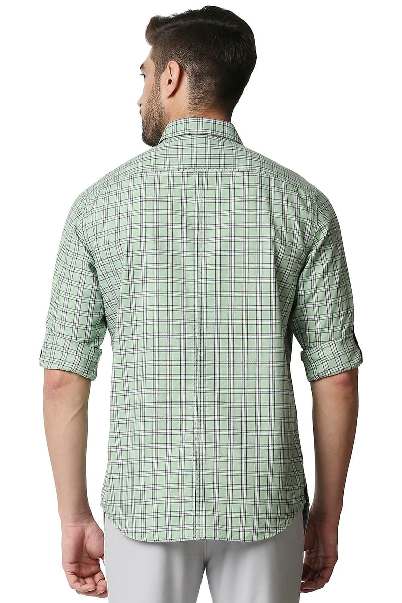 BASICS SLIM FIT TWILL CHECKS SHIRT SHIRT