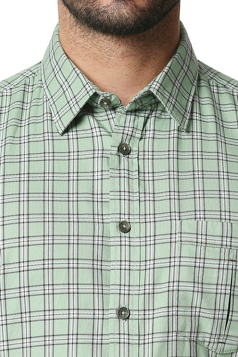 BASICS SLIM FIT TWILL CHECKS SHIRT SHIRT