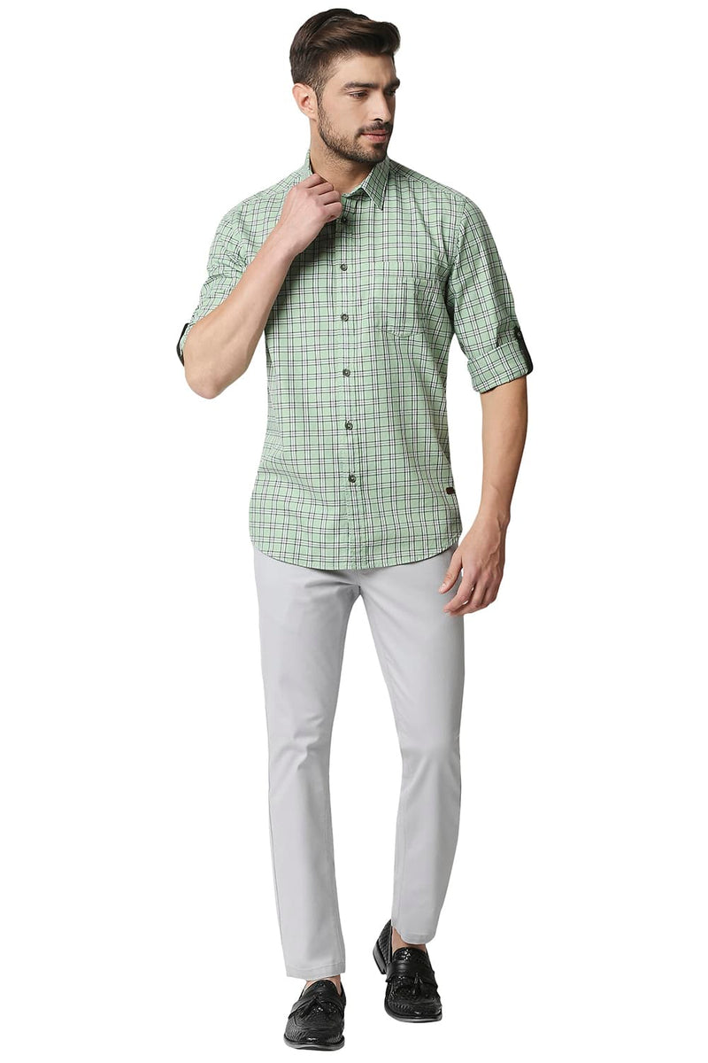 BASICS SLIM FIT TWILL CHECKS SHIRT SHIRT