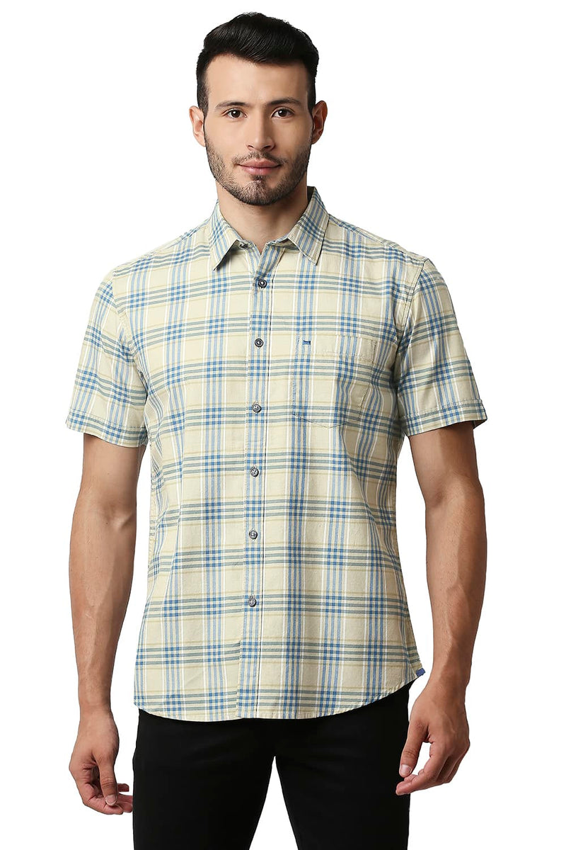 BASICS SLIM FIT TWILL CHECKS SHIRT