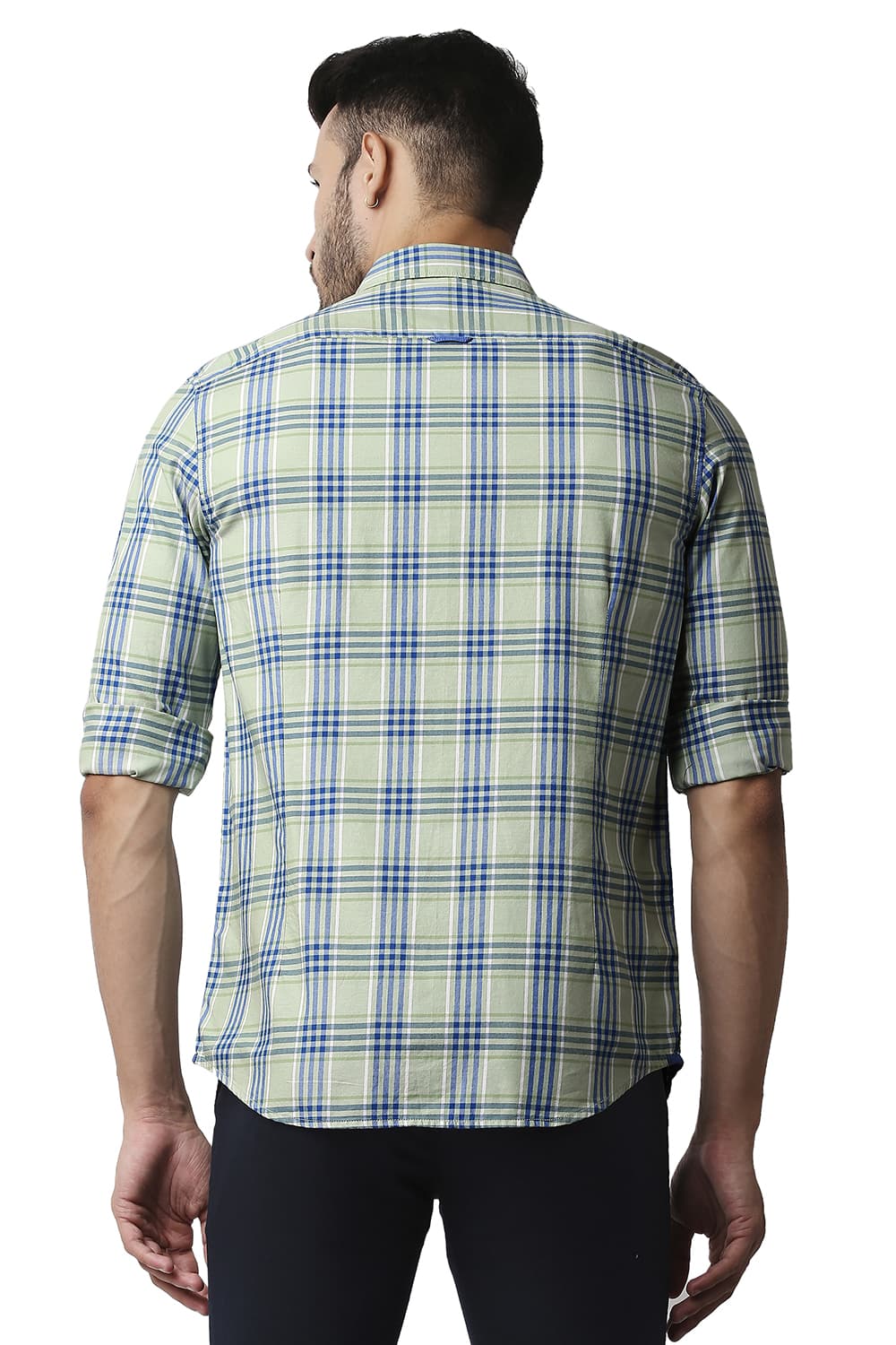 BASICS SLIM FIT TWILL CHECKS SHIRT