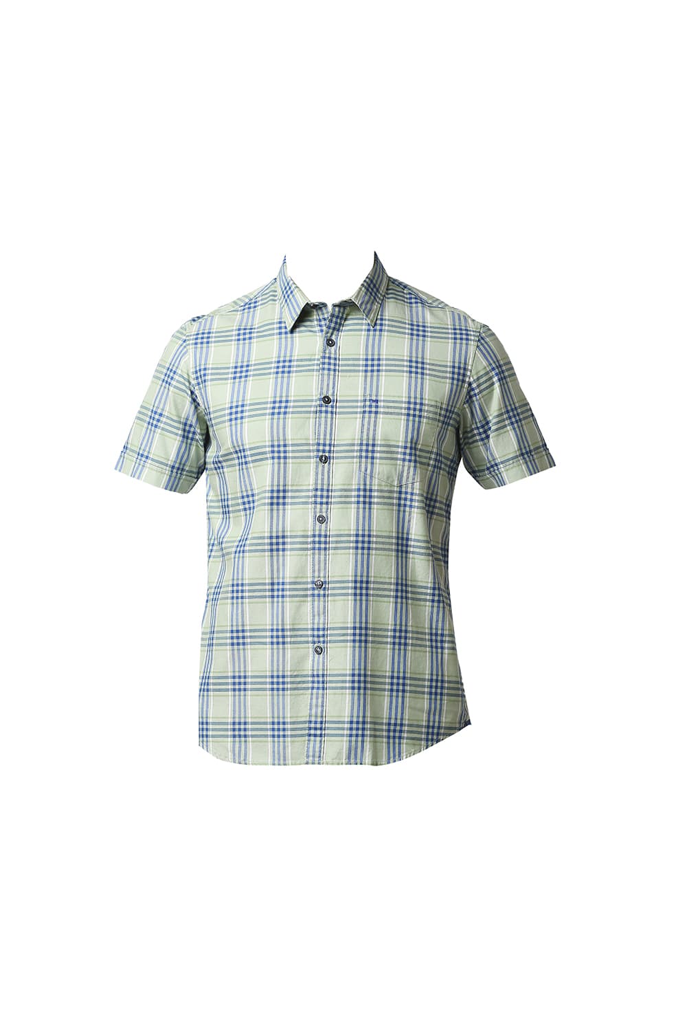 BASICS SLIM FIT TWILL CHECKS HALFSLEEVES SHIRT