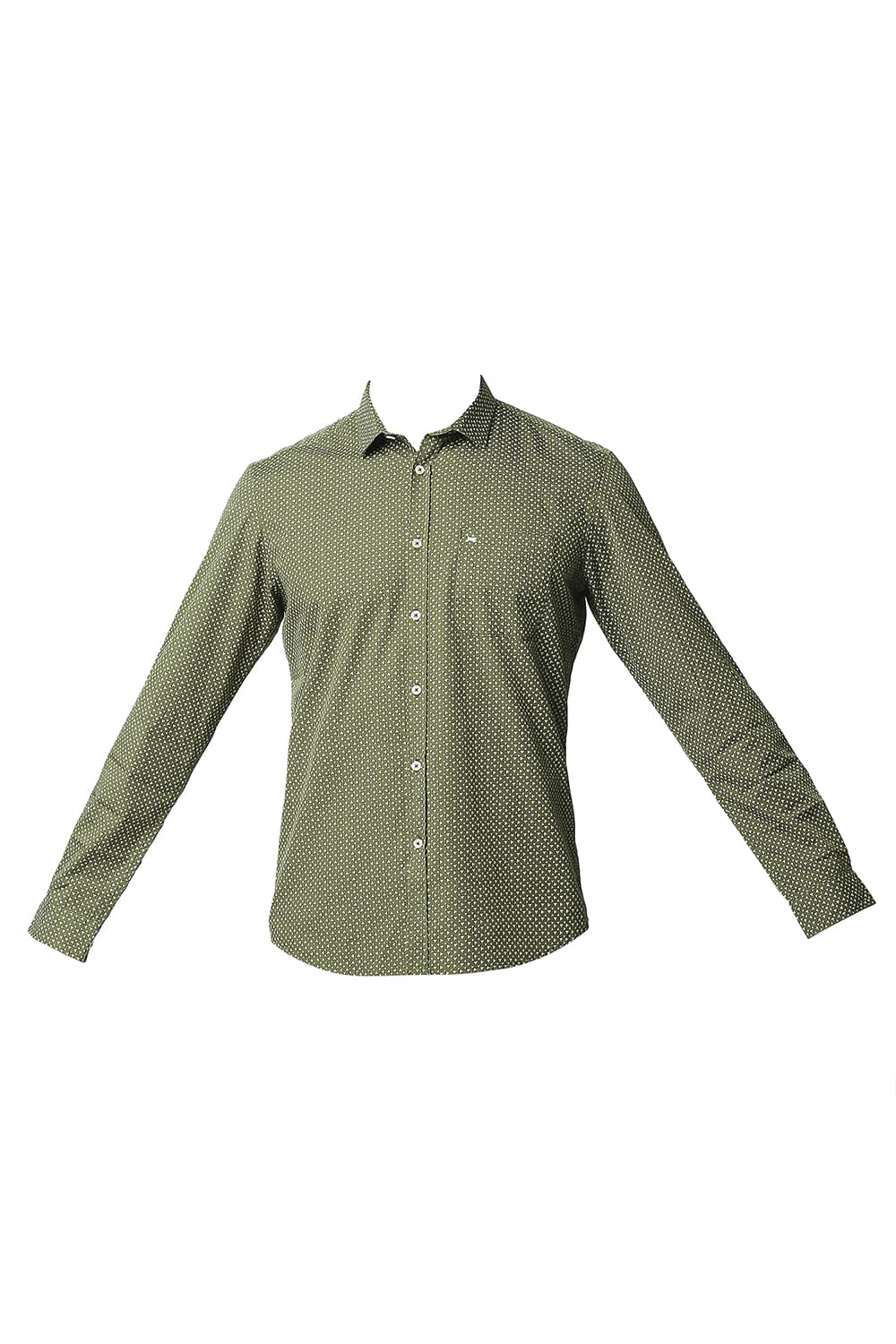 BASICS SLIM FIT POPLIN PRINTED SHIRT