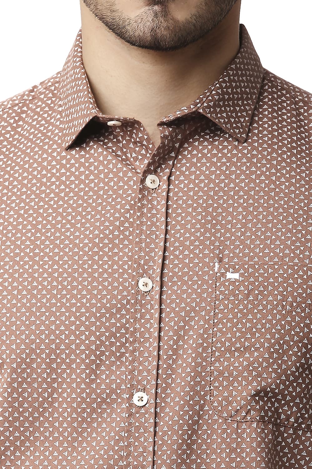 BASICS SLIM FIT POPLIN PRINTED SHIRT