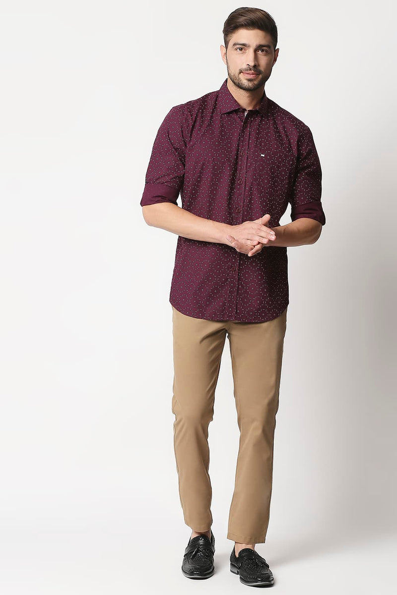 Slim Fit Poplin Printed Shirt