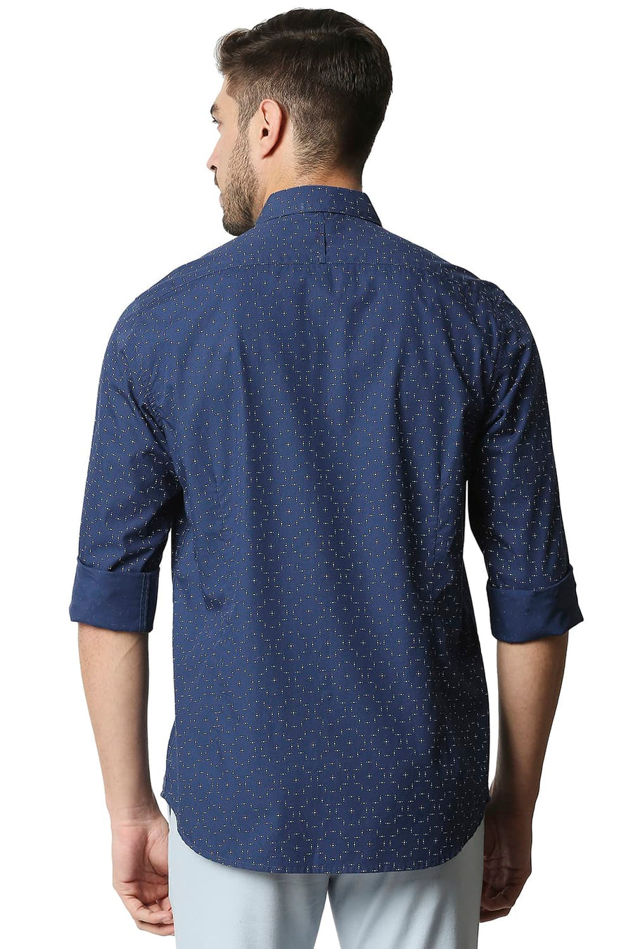BASICS SLIM FIT BIG DIPPER NAVY POPLIN PRINTED SHIRT