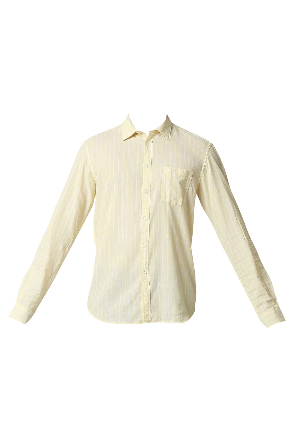 BASICS SLIM FIT COTTON LINEN STRIPE SHIRT