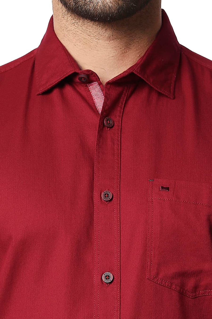 BASICS SLIM FIT RED DAHILA HERRINGBONE SHIRT