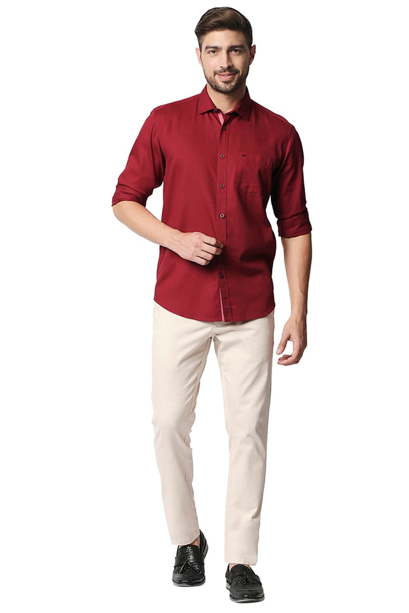 BASICS SLIM FIT HERRINGBONE SHIRT