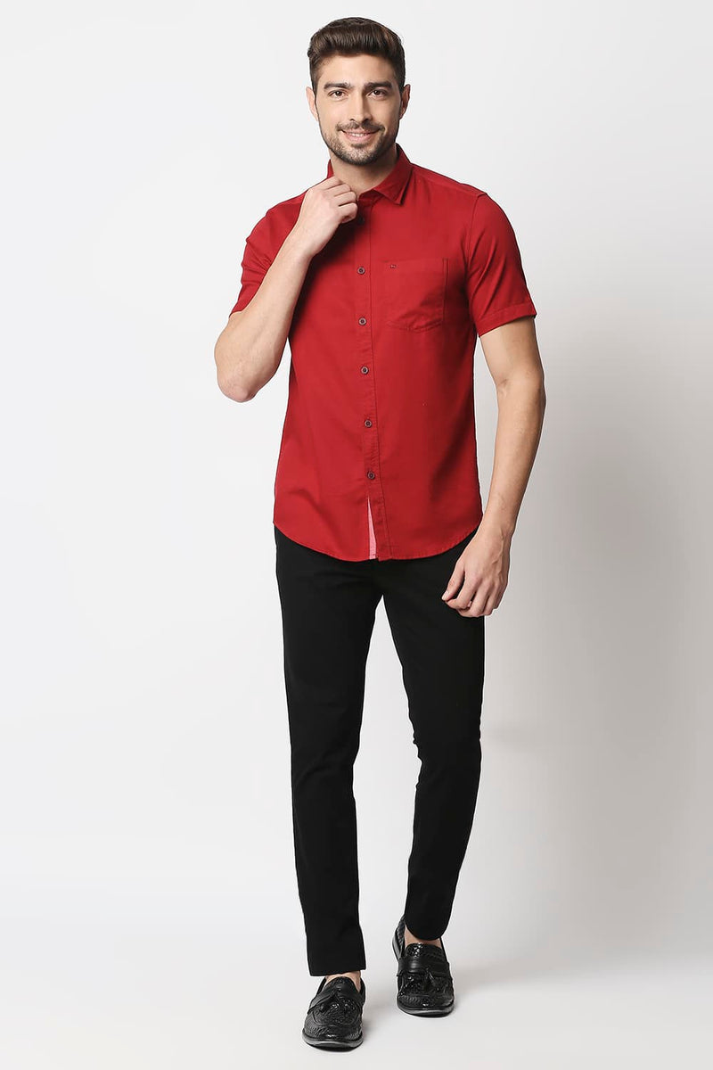 Slim Fit Herringbone Halfsleeves Shirt