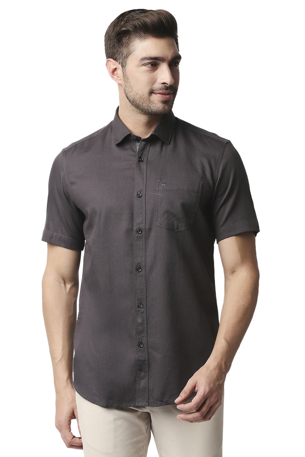 Basics Slim Fit Herringbone Shirt