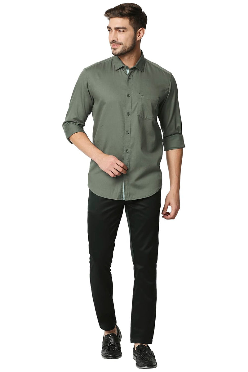 BASICS SLIM FIT HERRINGBONE SHIRT