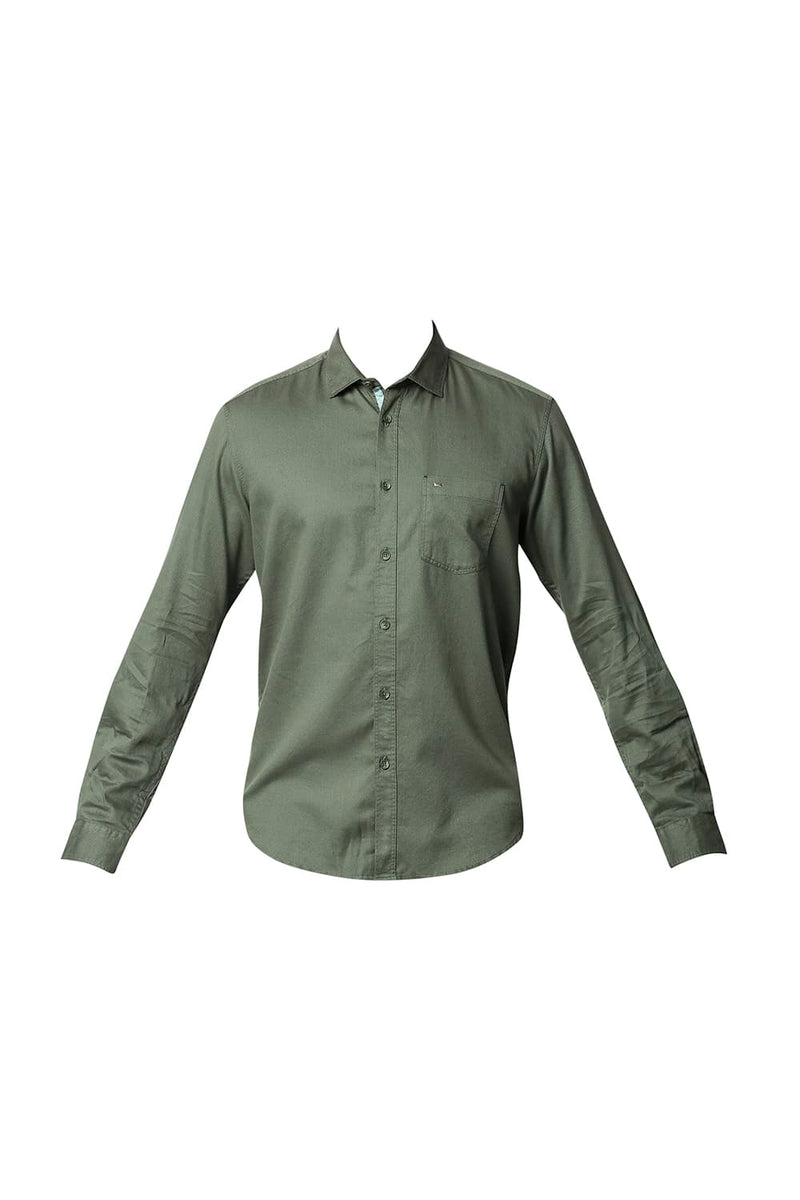 BASICS SLIM FIT HERRINGBONE SHIRT