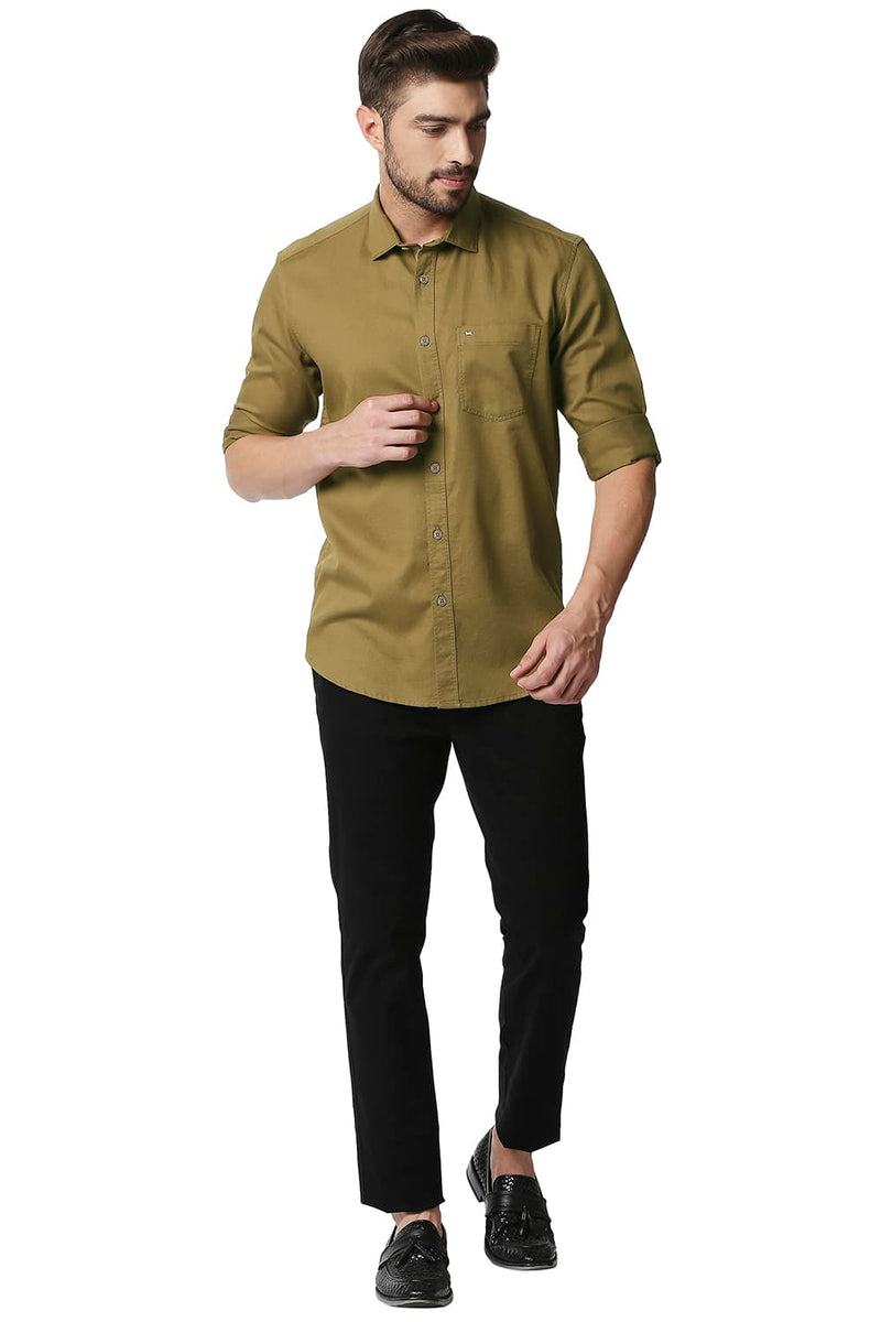 BASICS SLIM FIT HERRINGBONE SHIRT