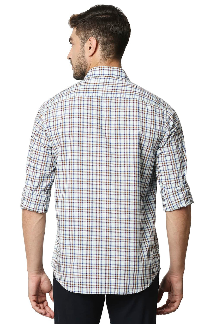 BASICS SLIM FIT STARLIGHT BLUE CHECKS SHIRT