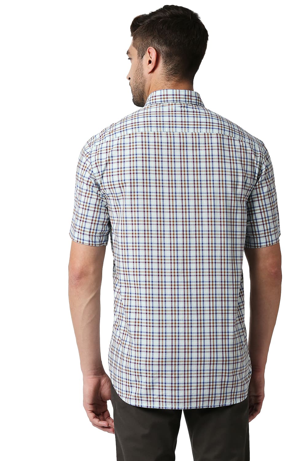 BASICS SLIM FIT CHECKS HALFSLEEVES SHIRT