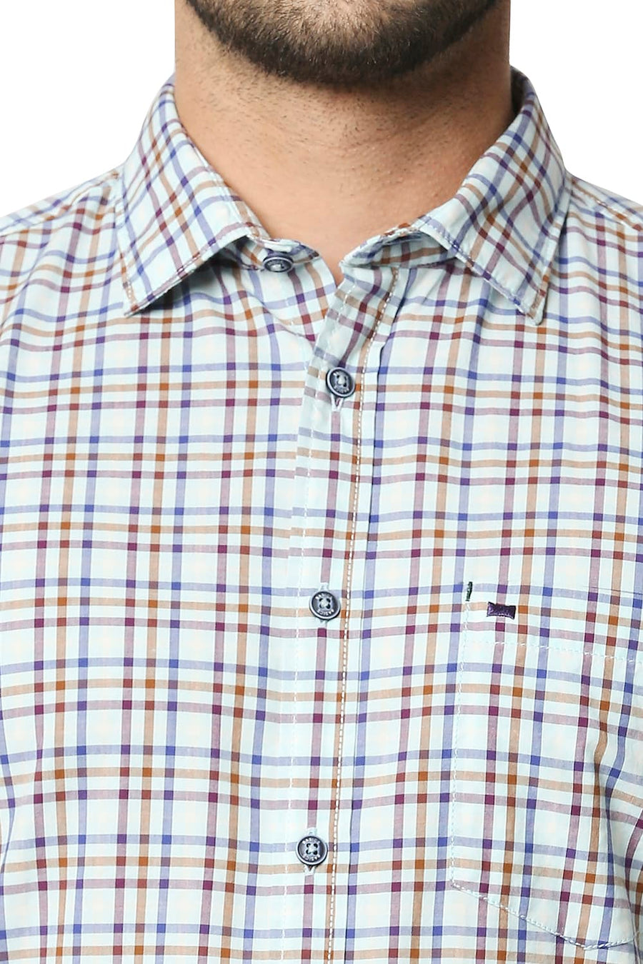 BASICS SLIM FIT STARLIGHT BLUE CHECKS SHIRT