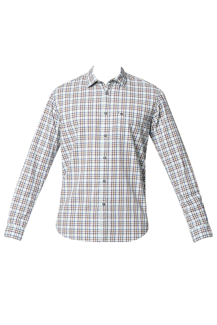 BASICS SLIM FIT STARLIGHT BLUE CHECKS SHIRT