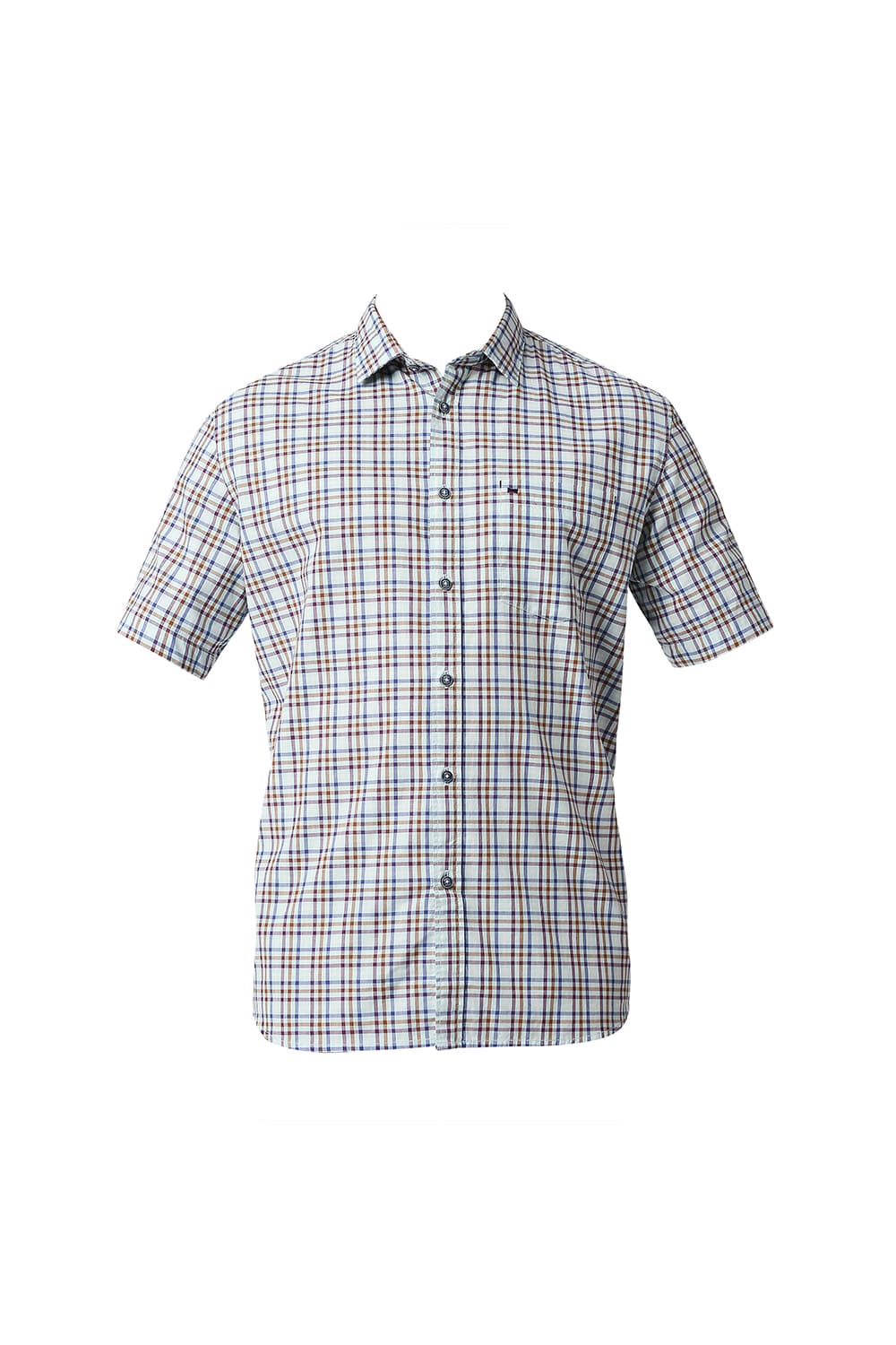 BASICS SLIM FIT CHECKS HALFSLEEVES SHIRT