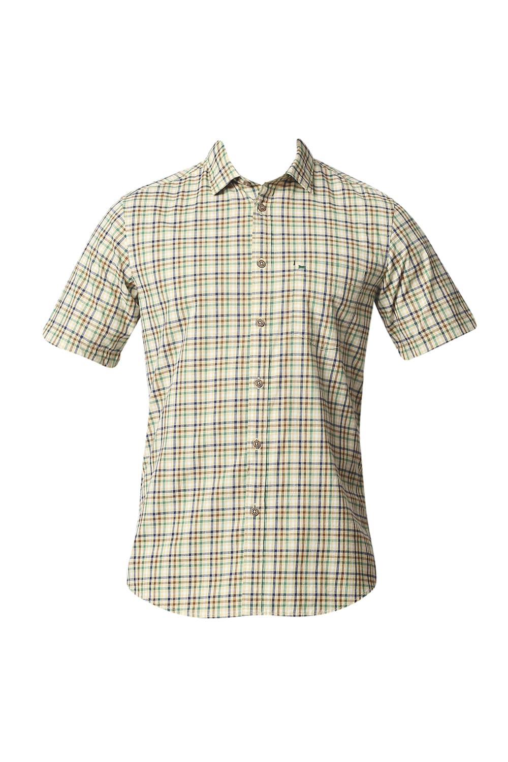 BASICS SLIM FIT CHECKS HALFSLEEVES SHIRT