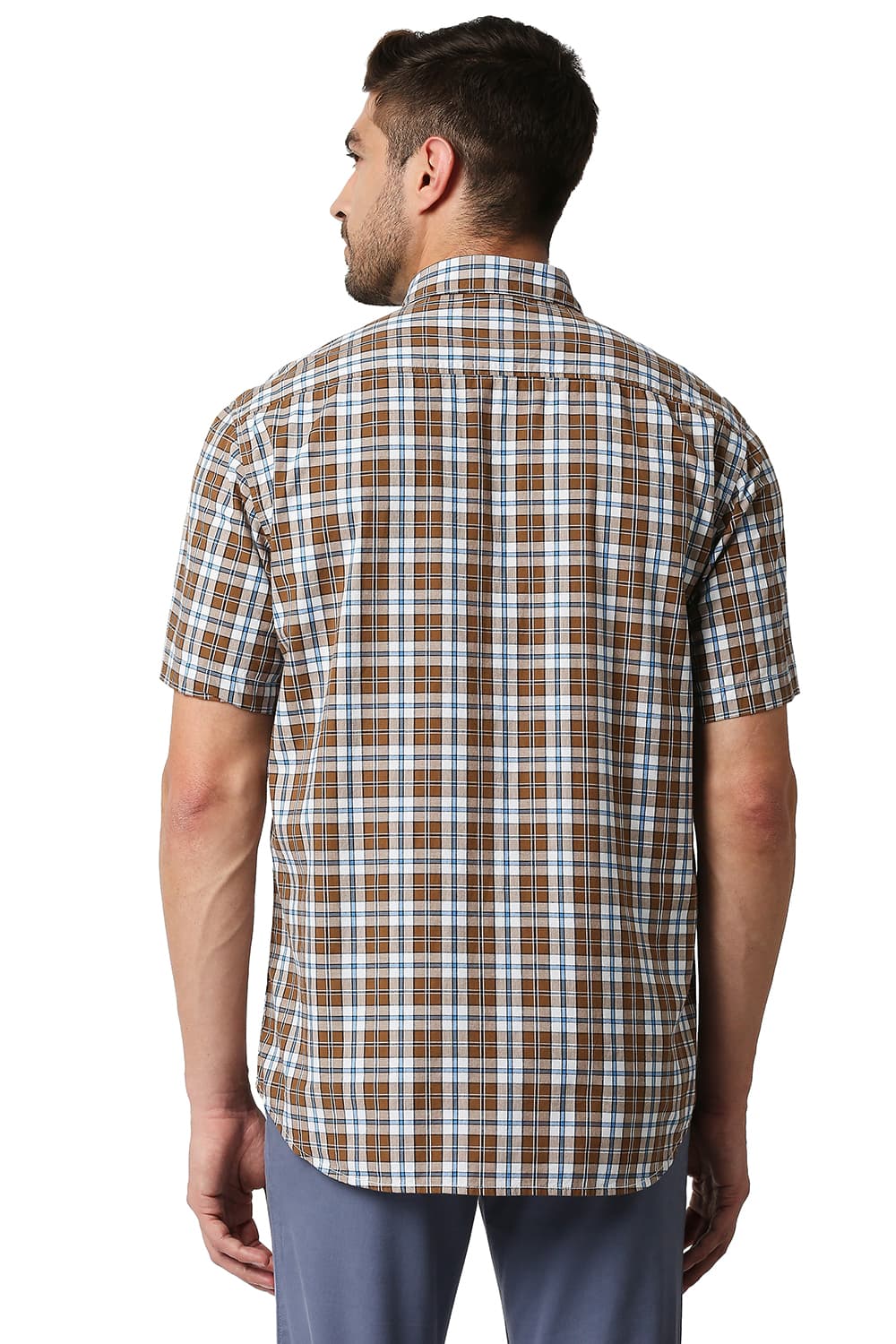 BASICS SLIM FIT CHECKS HALFSLEEVES SHIRT