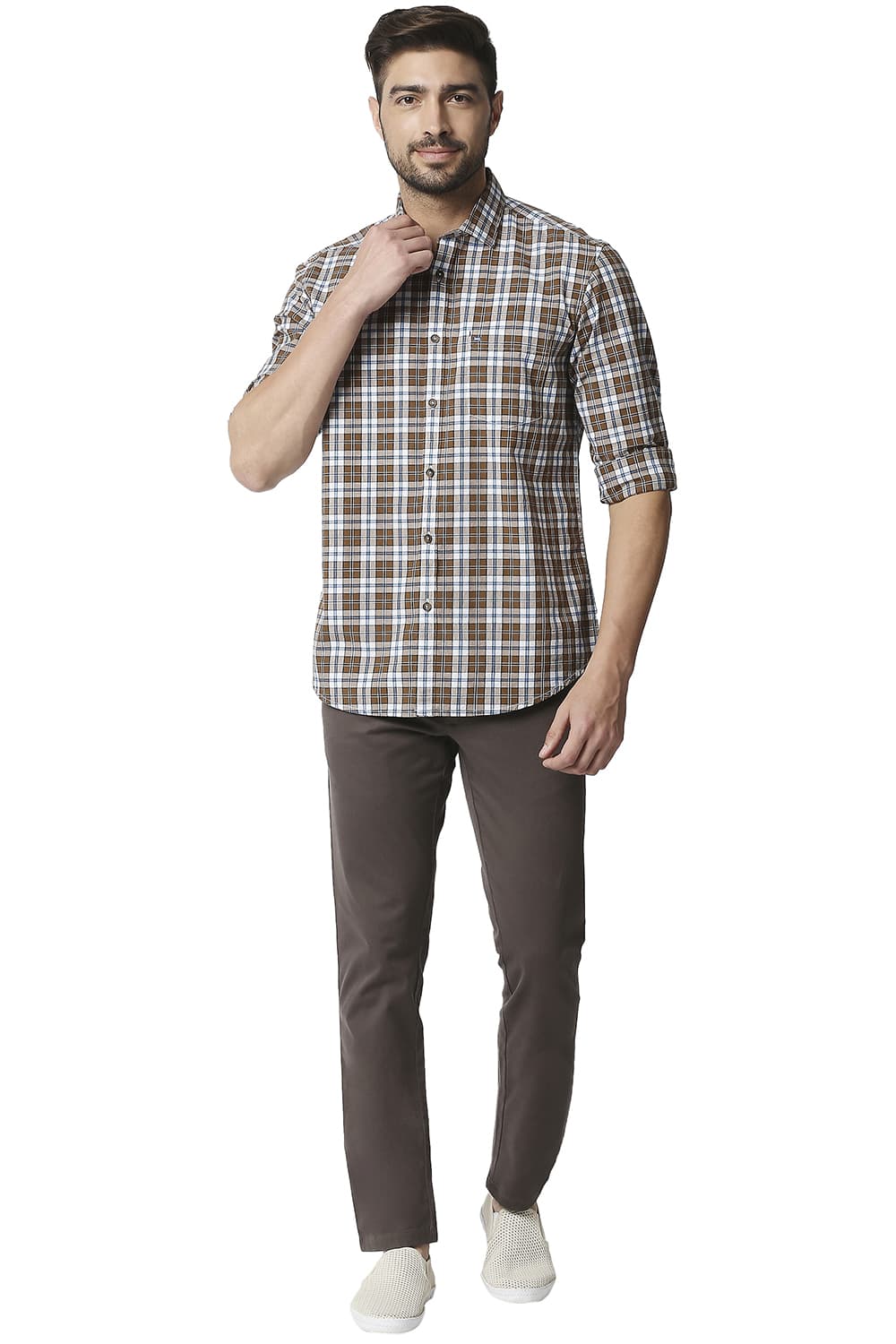 BASICS SLIM FIT CHECKS SHIRT