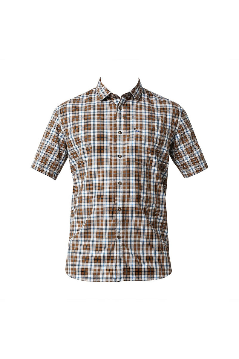 BASICS SLIM FIT CHECKS HALFSLEEVES SHIRT