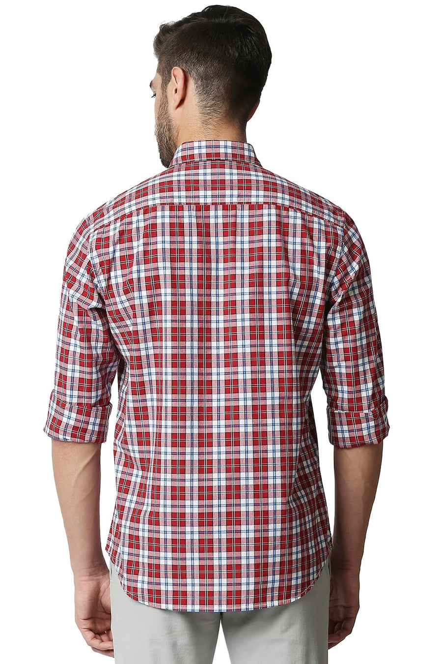BASICS SLIM FIT CRIMSON RED CHECKS SHIRT