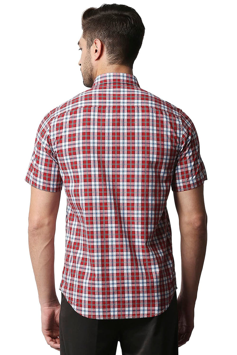 BASICS SLIM FIT CHECKS HALFSLEEVES SHIRT