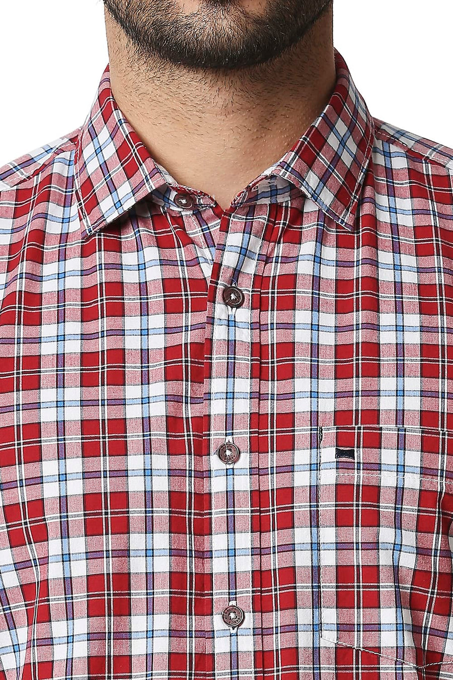 BASICS SLIM FIT CRIMSON RED CHECKS SHIRT