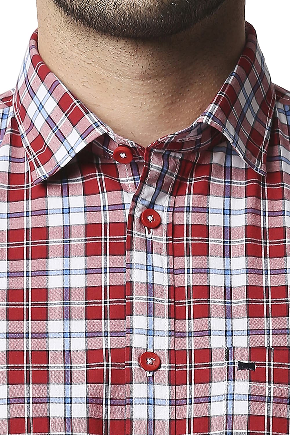 BASICS SLIM FIT CHECKS HALFSLEEVES SHIRT