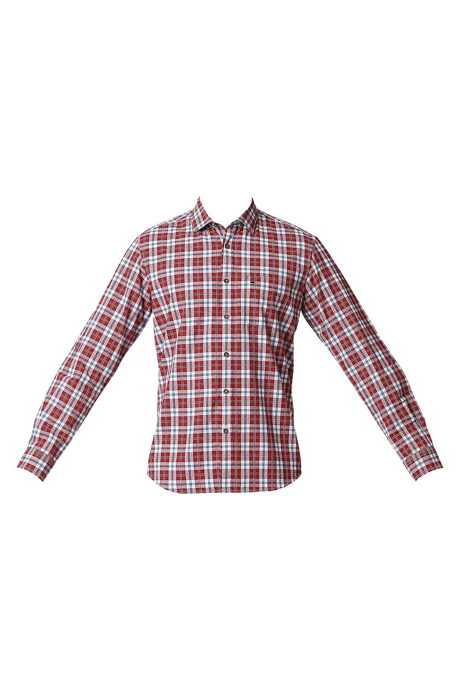 BASICS SLIM FIT CRIMSON RED CHECKS SHIRT