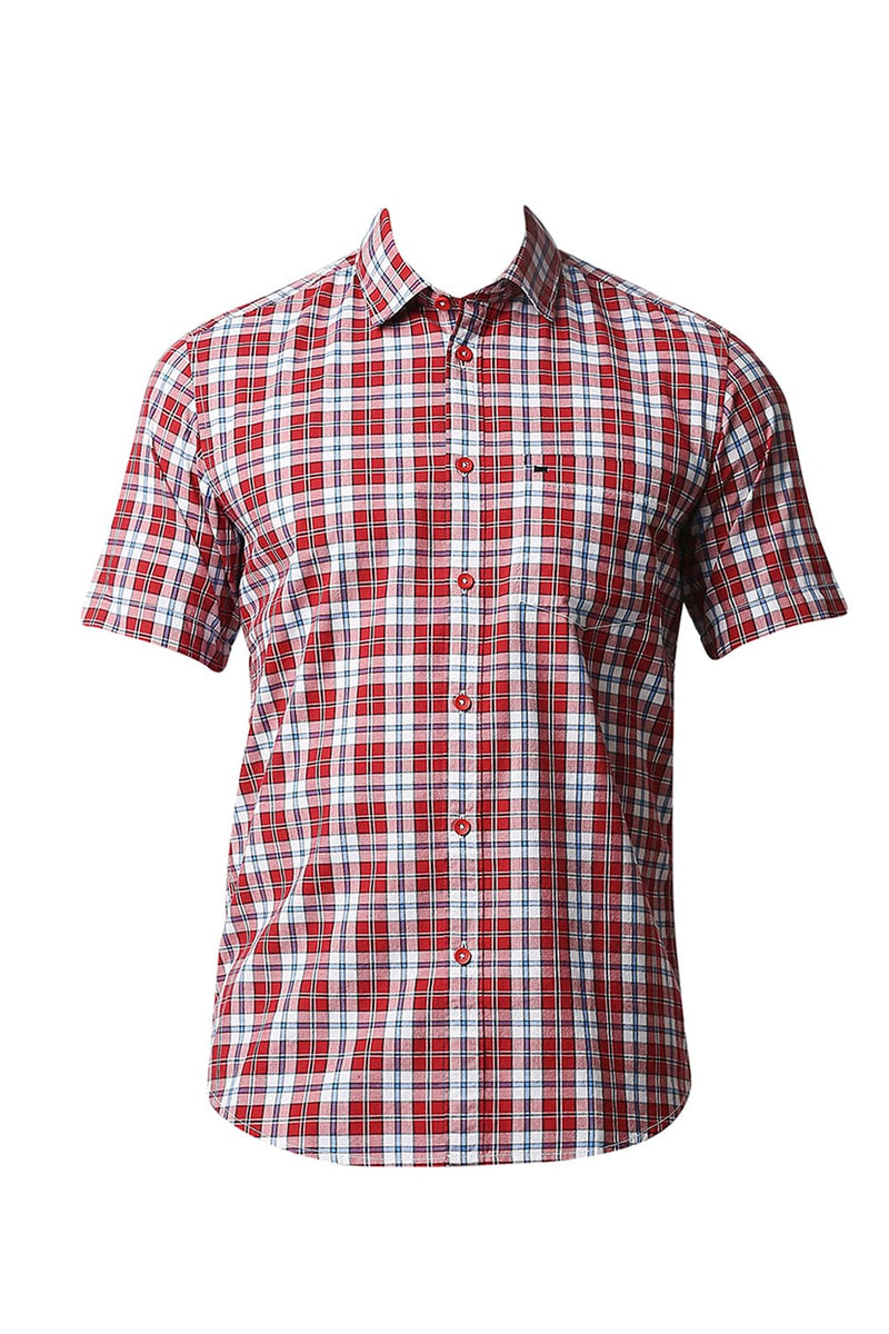 BASICS SLIM FIT CHECKS HALFSLEEVES SHIRT