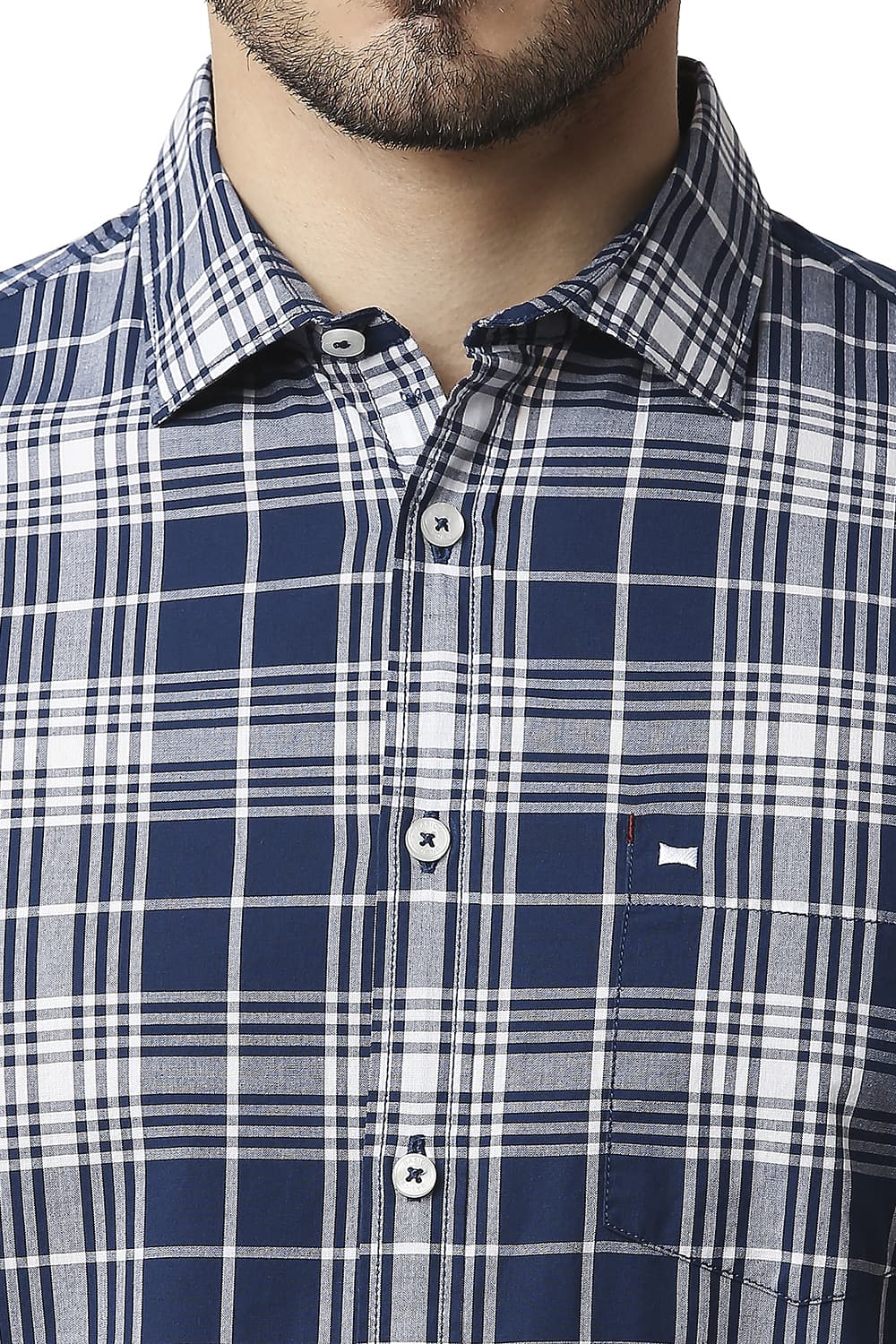 BASICS SLIM FIT COTTON CHECKS HALFSLEEVES SHIRT