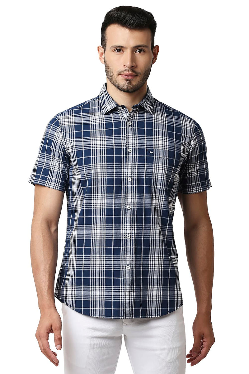 BASICS SLIM FIT COTTON CHECKS SHIRT