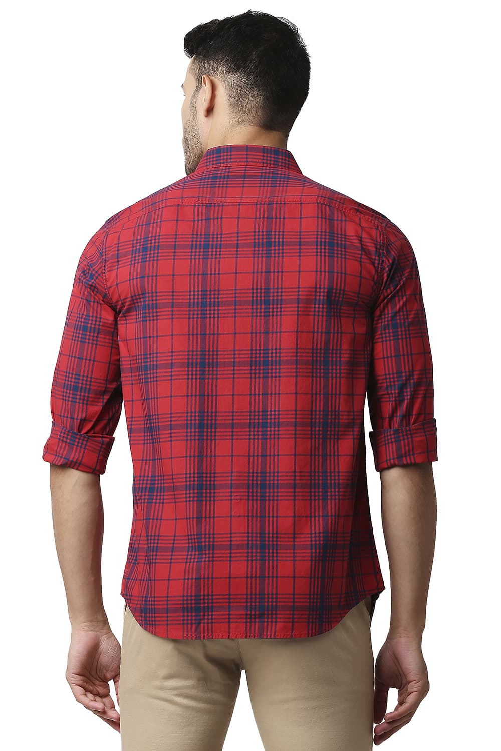 BASICS SLIM FIT COTTON CHECKS SHIRT