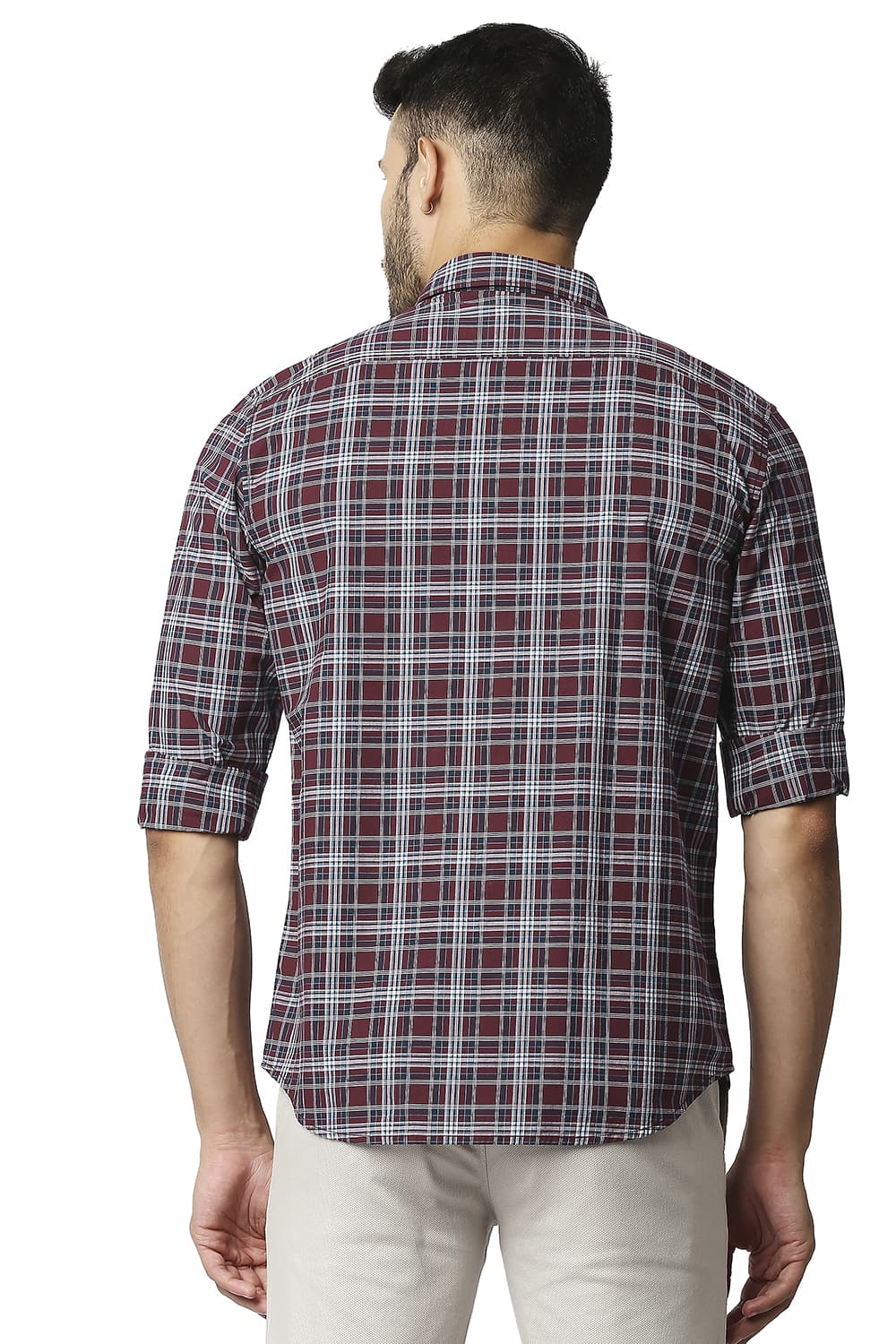 BASICS SLIM FIT COTTON CHECKS SHIRT