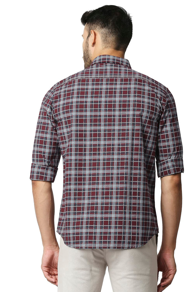 BASICS SLIM FIT COTTON CHECKS SHIRT