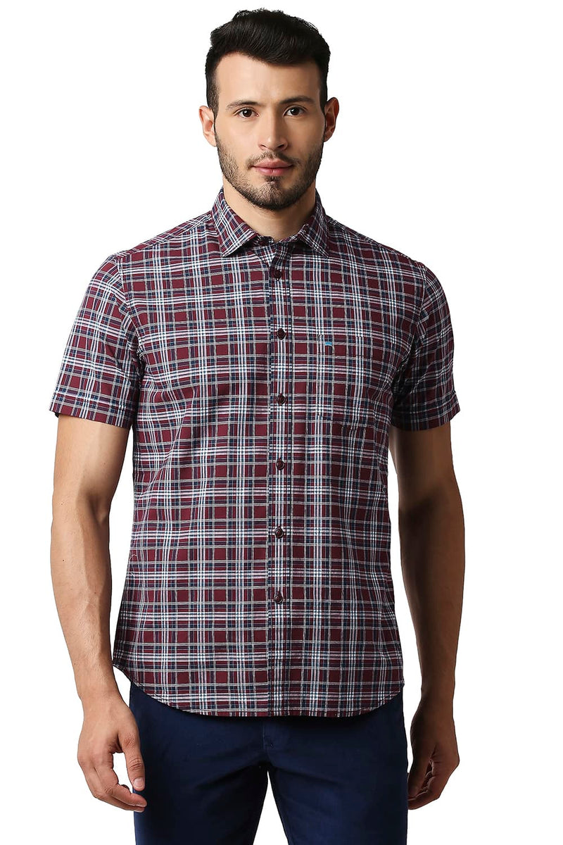 BASICS SLIM FIT COTTON CHECKS SHIRT