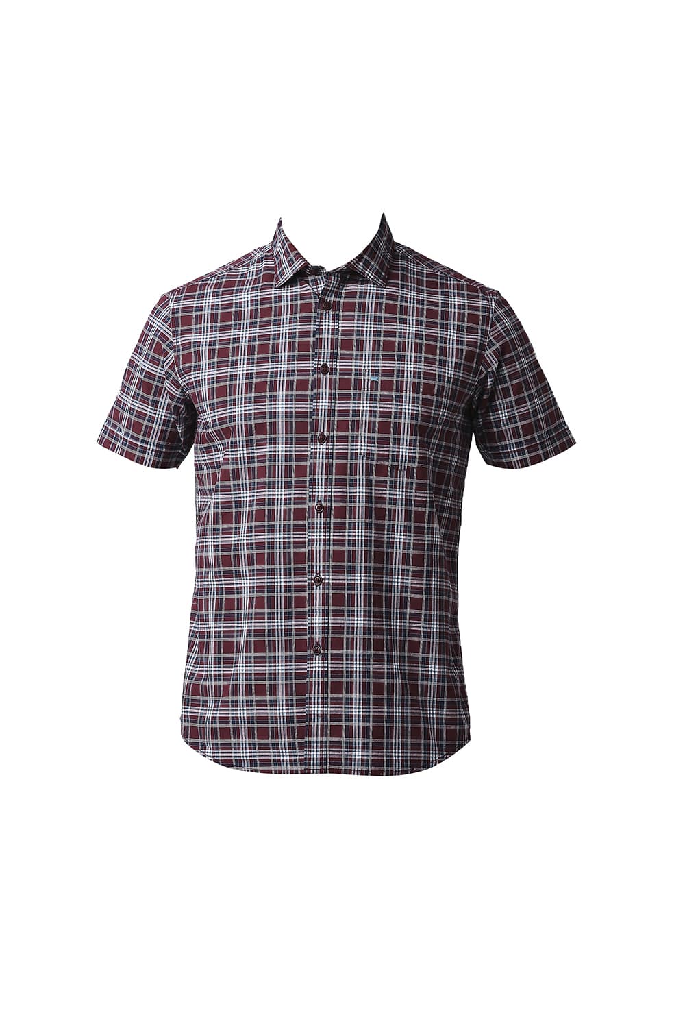 BASICS SLIM FIT COTTON CHECKS HALFSLEEVES SHIRT